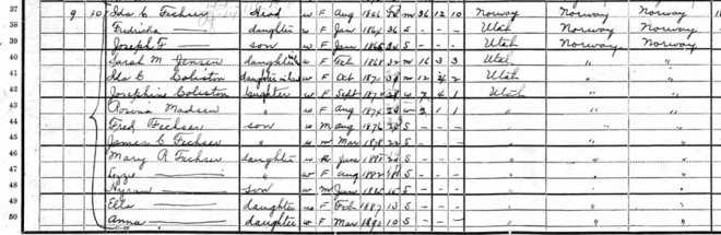 The 1900 Census with Ida Fechser